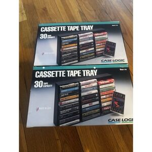 Vintage Case Logic Set Of 2 Cassette Tape Trays Holds 30 Tapes Each NIP 1991